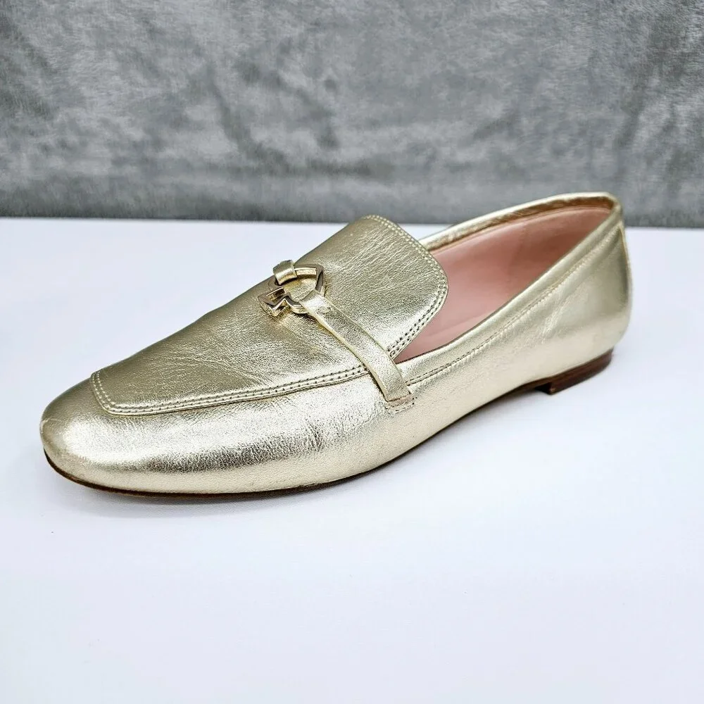 Kate Spade NY Cape Cod Loafers 6 B Metallic Gold Slip On Flat Leather Almond Toe